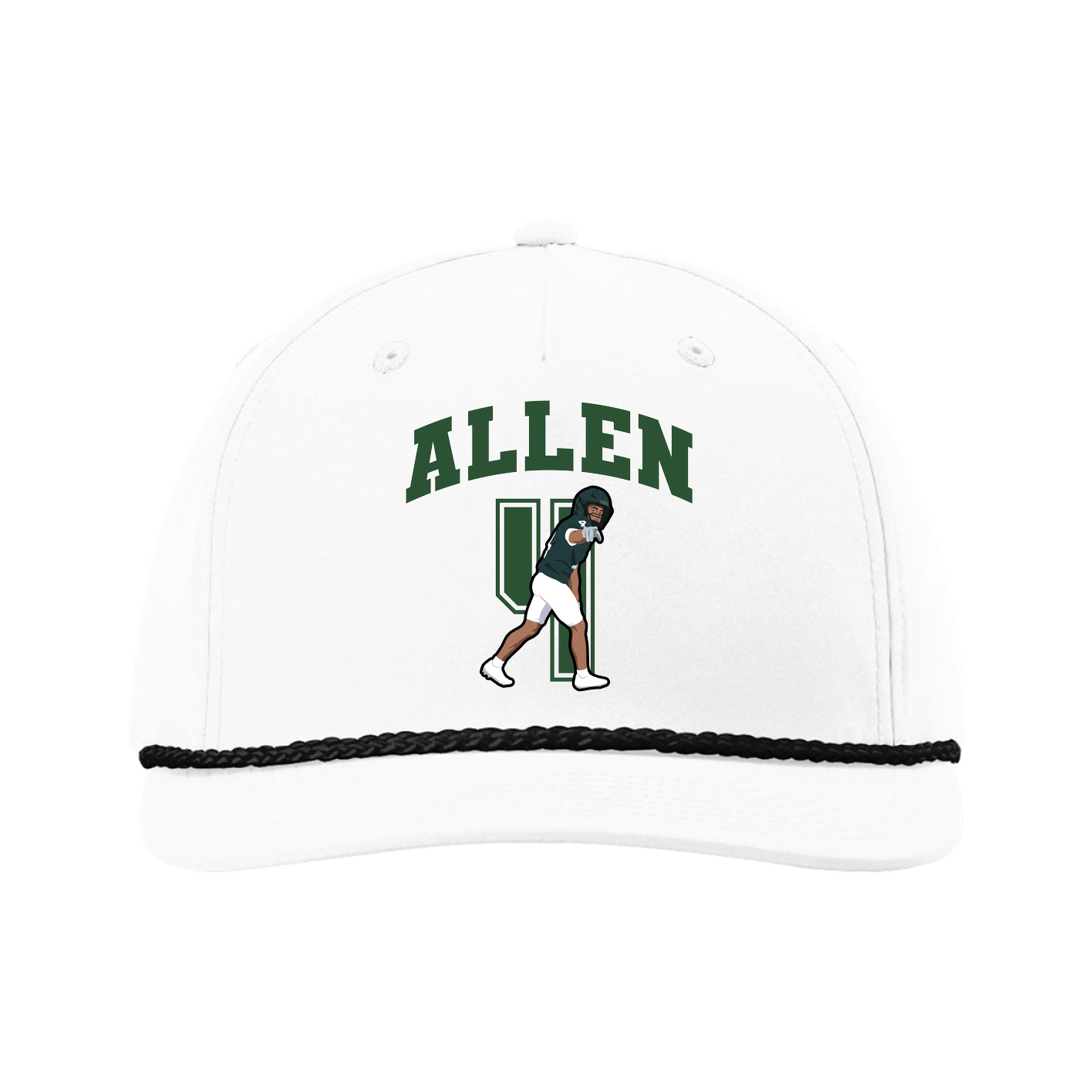 Five-Panel Classic Rope Cap — Number in White