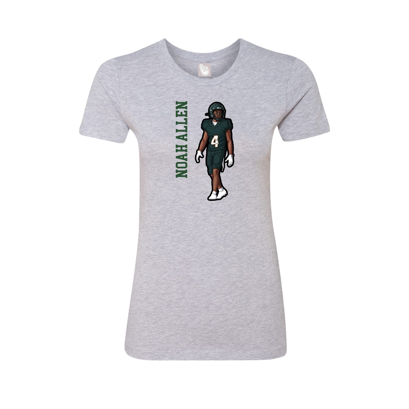 Fitted Women's Tee — Name Vertical in Grey