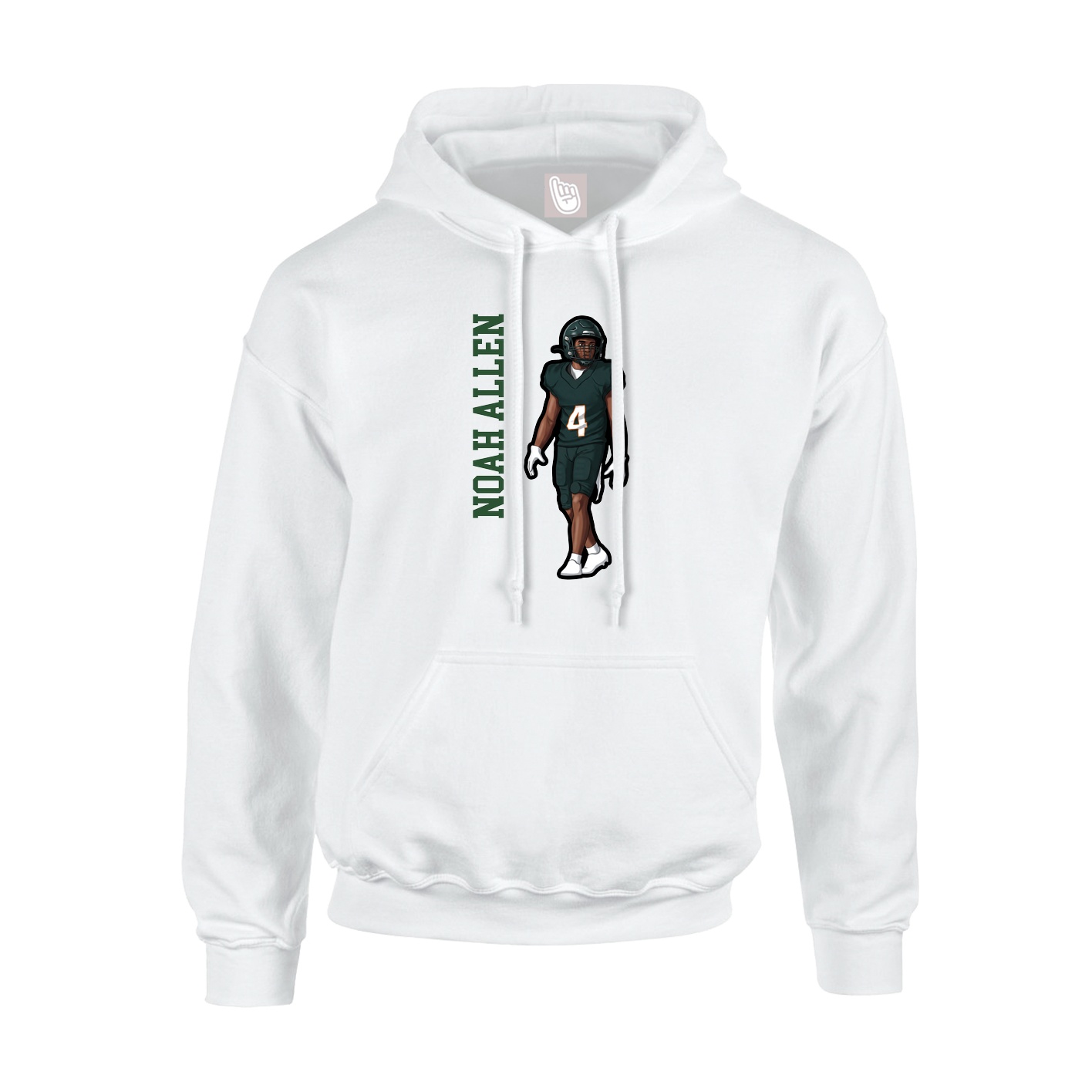 Youth Hoodie — Name Vertical in White