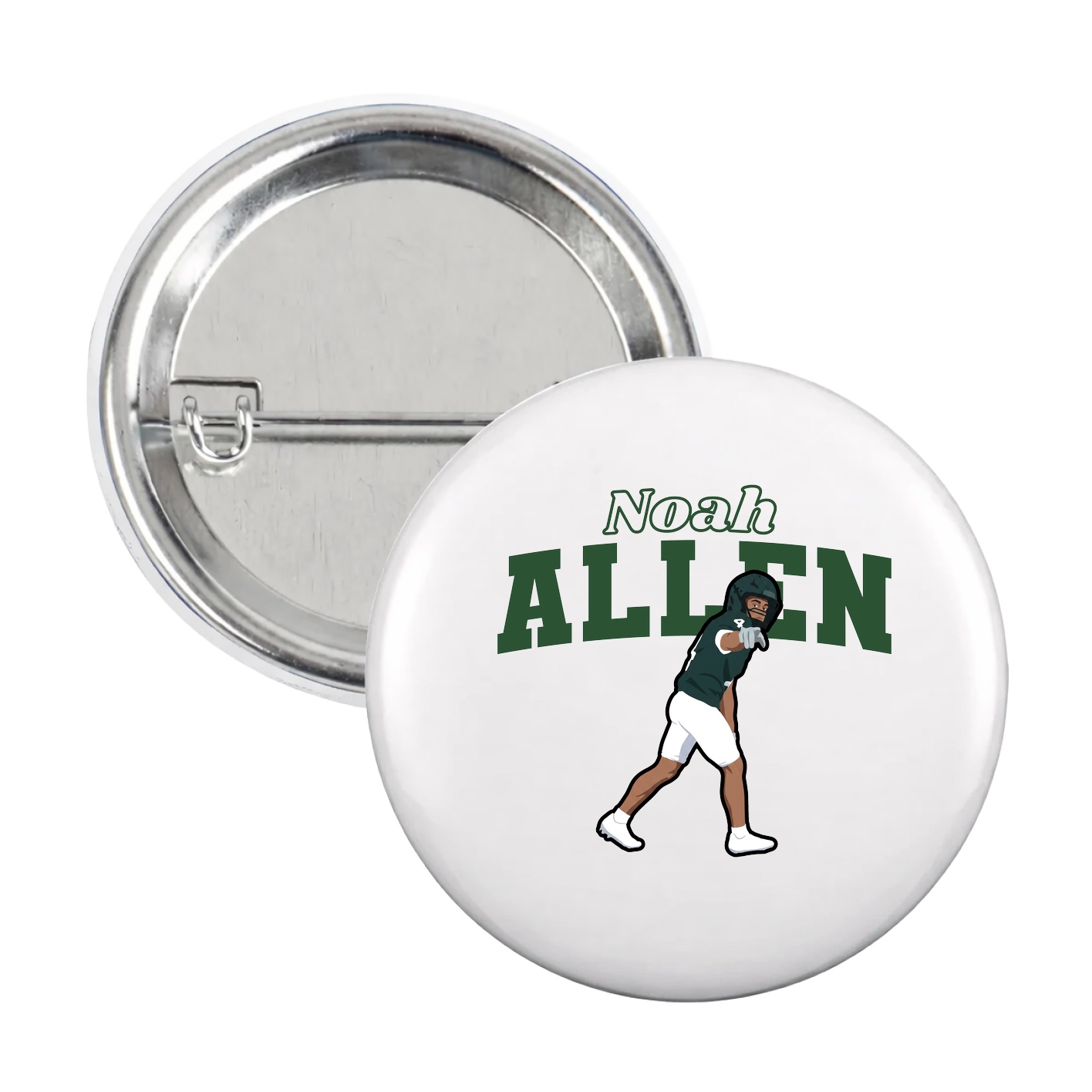 Game Day Button — Name Arch in White