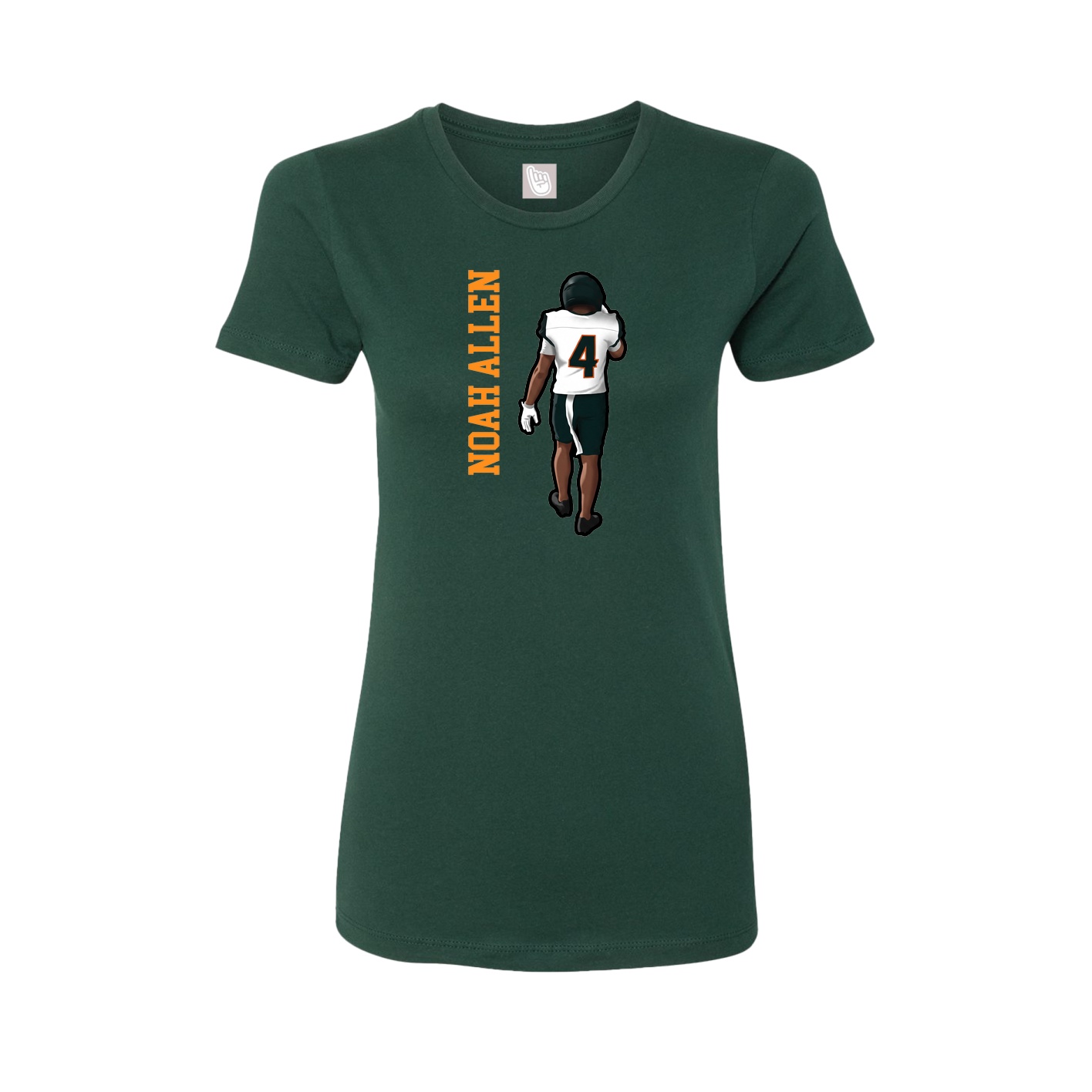 Fitted Women's Tee — Name Vertical in Green