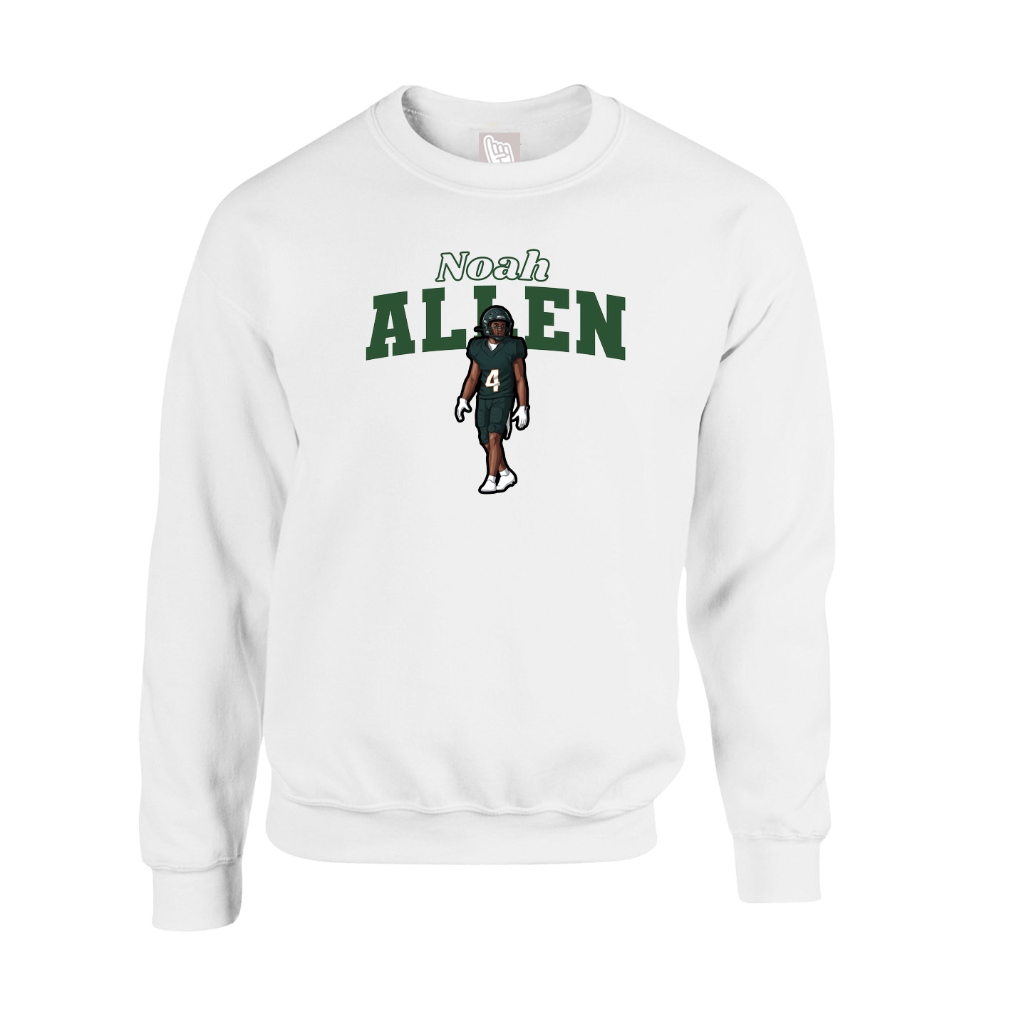 Fleece Crew — Name Arch in White