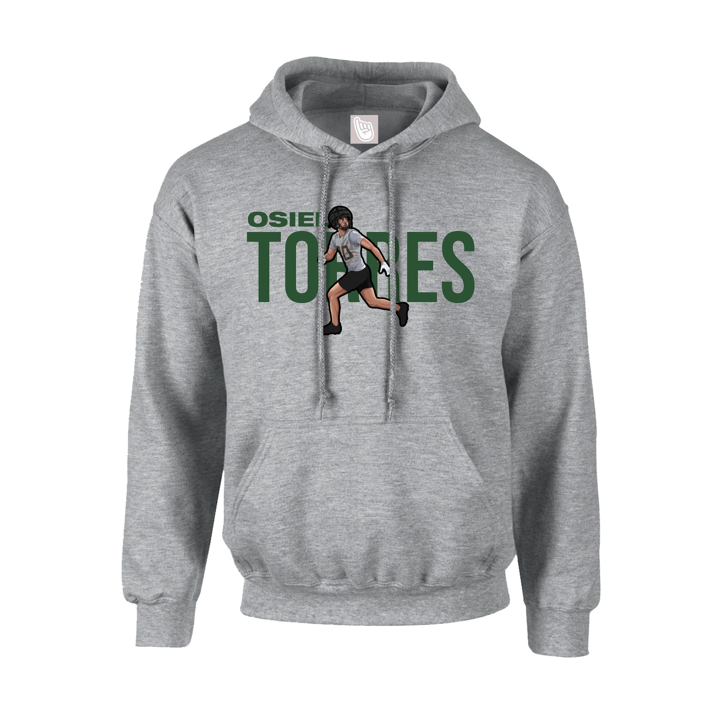 Youth Hoodie — Player Name in Grey