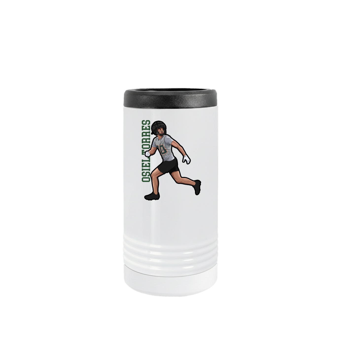 Slim Beverage Holder — Name Vertical in White