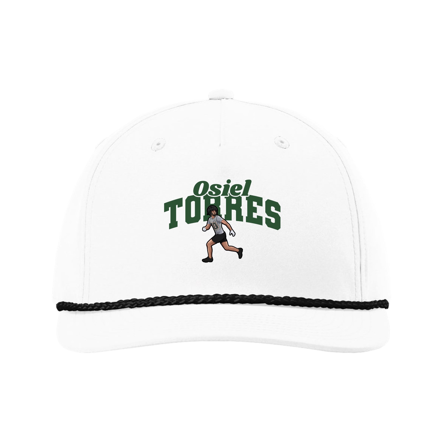Five-Panel Classic Rope Cap — Signature Arch in White