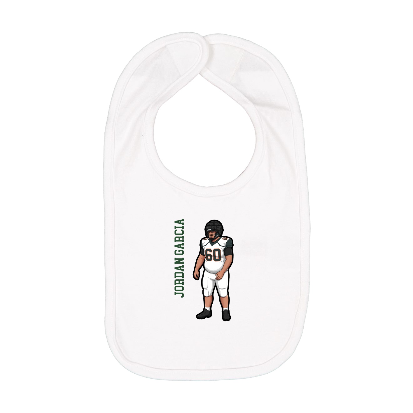 Infant Bib — Name Vertical in White