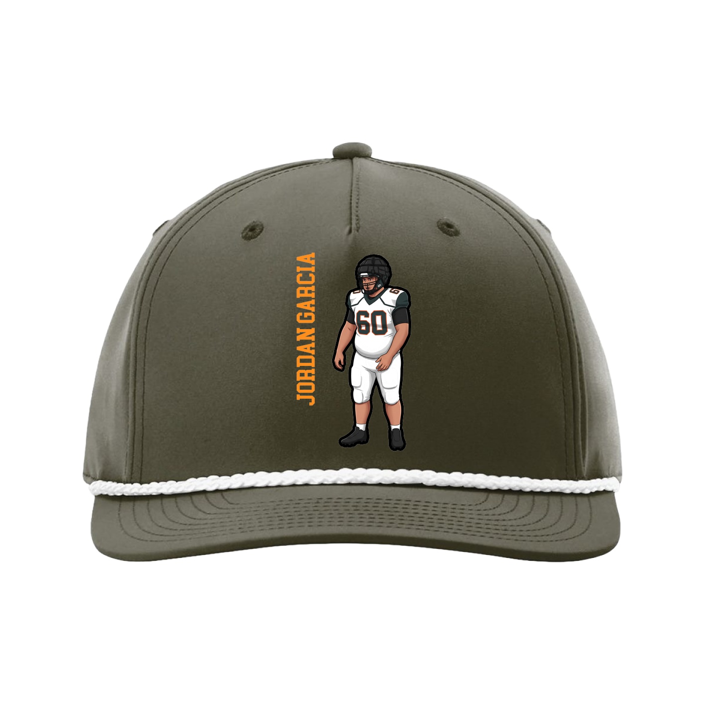 Five-Panel Classic Rope Cap — Name Vertical in Green