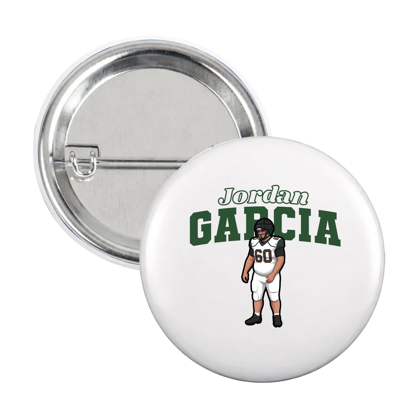 Game Day Button — Name Arch in White