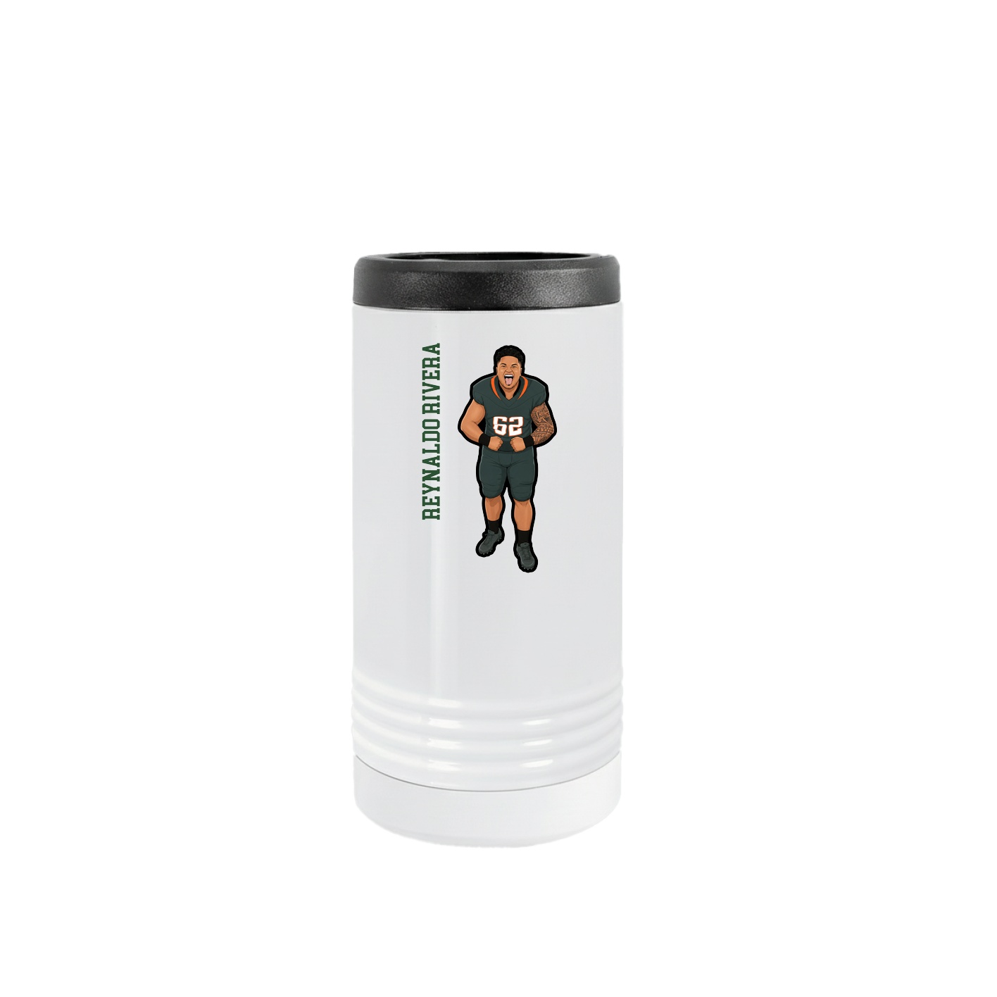 Slim Beverage Holder — Name Vertical in White