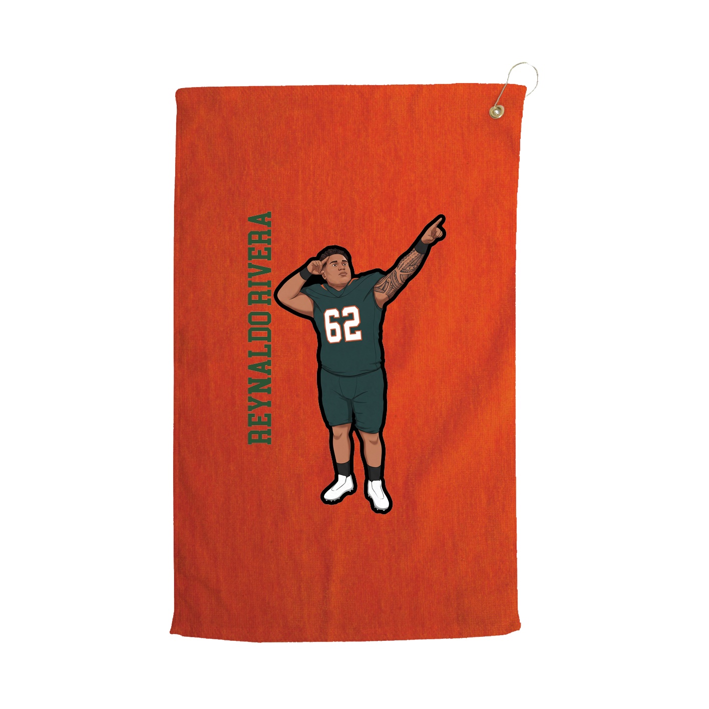 Golf Towel — Name Vertical in Orange
