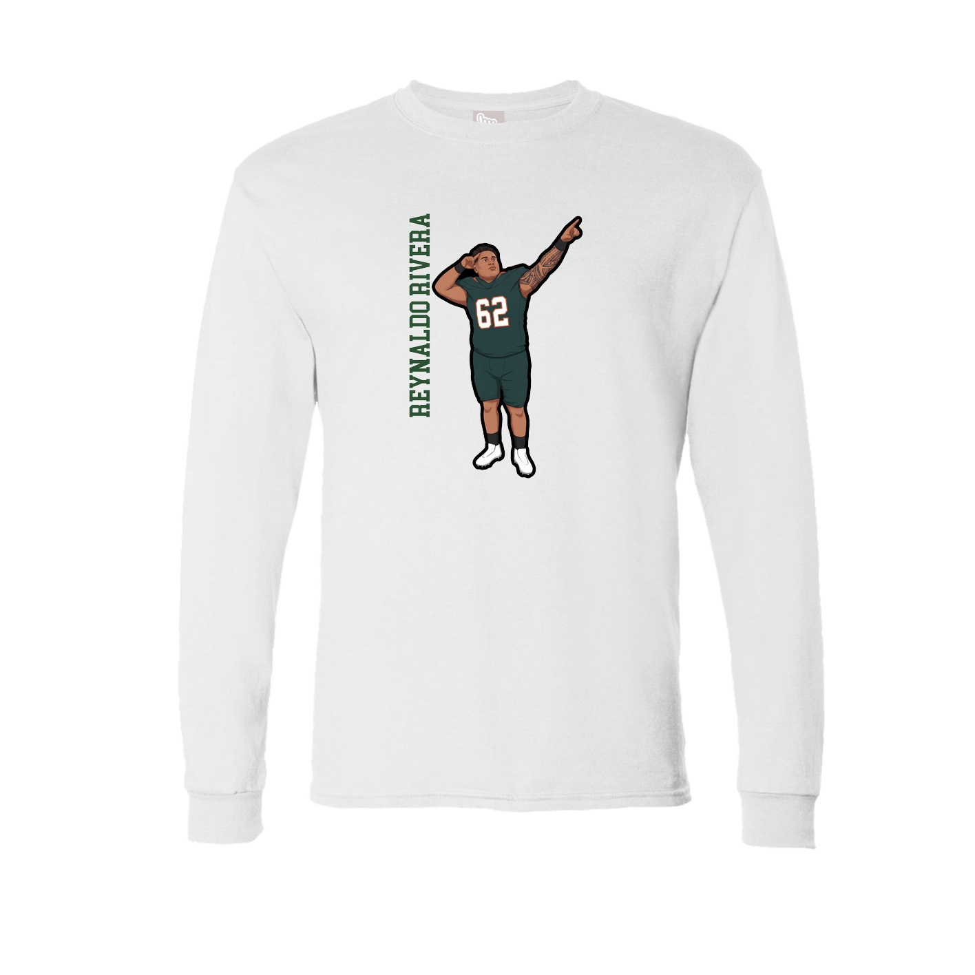Long Sleeve Tee — Name Vertical in White