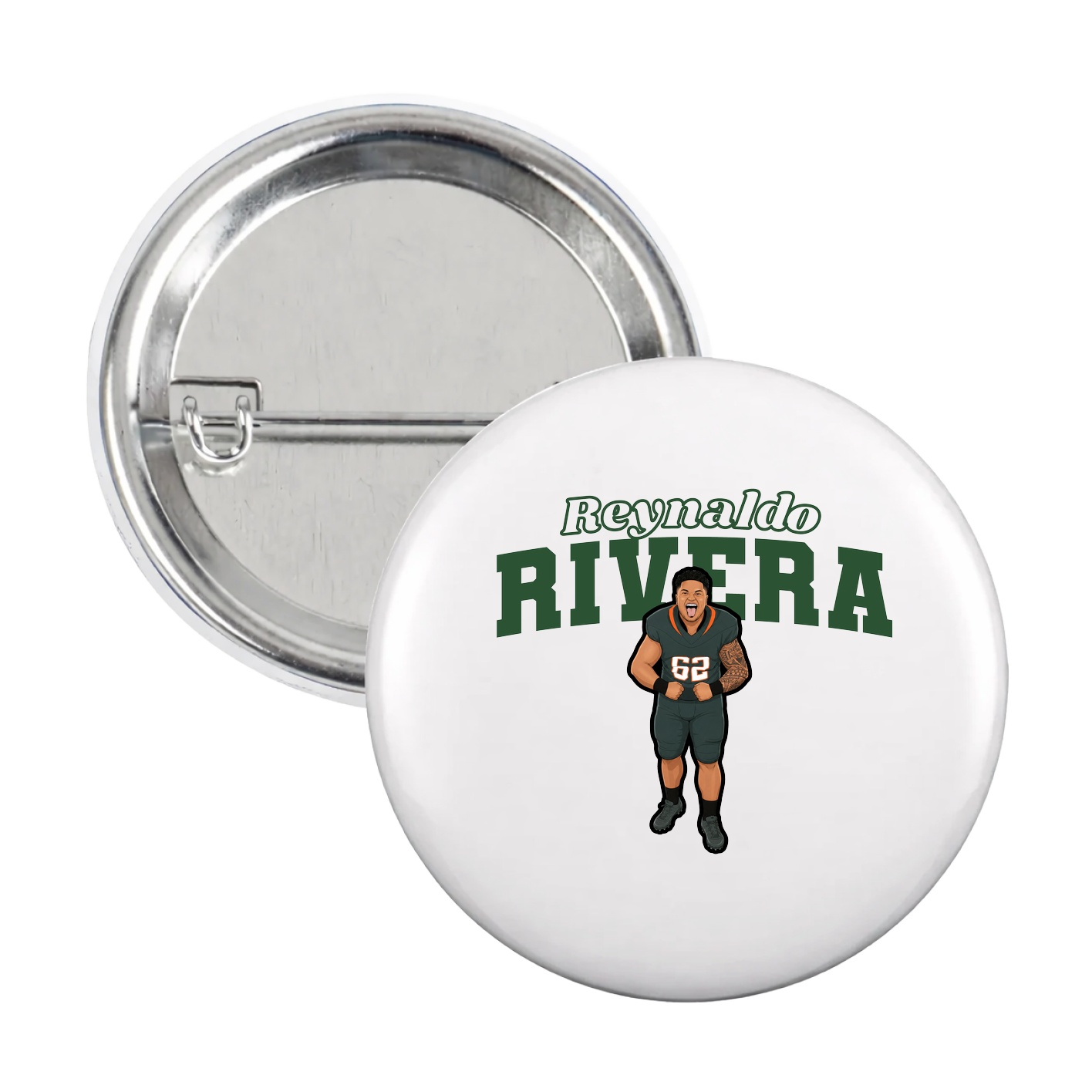 Game Day Button — Name Arch in White