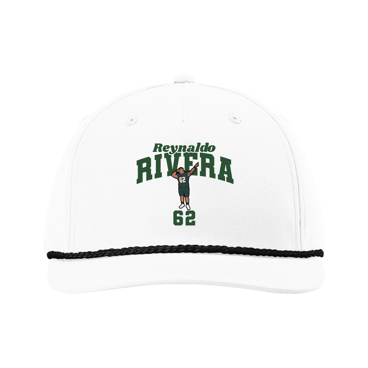 Five-Panel Classic Rope Cap — Signature Arch in White