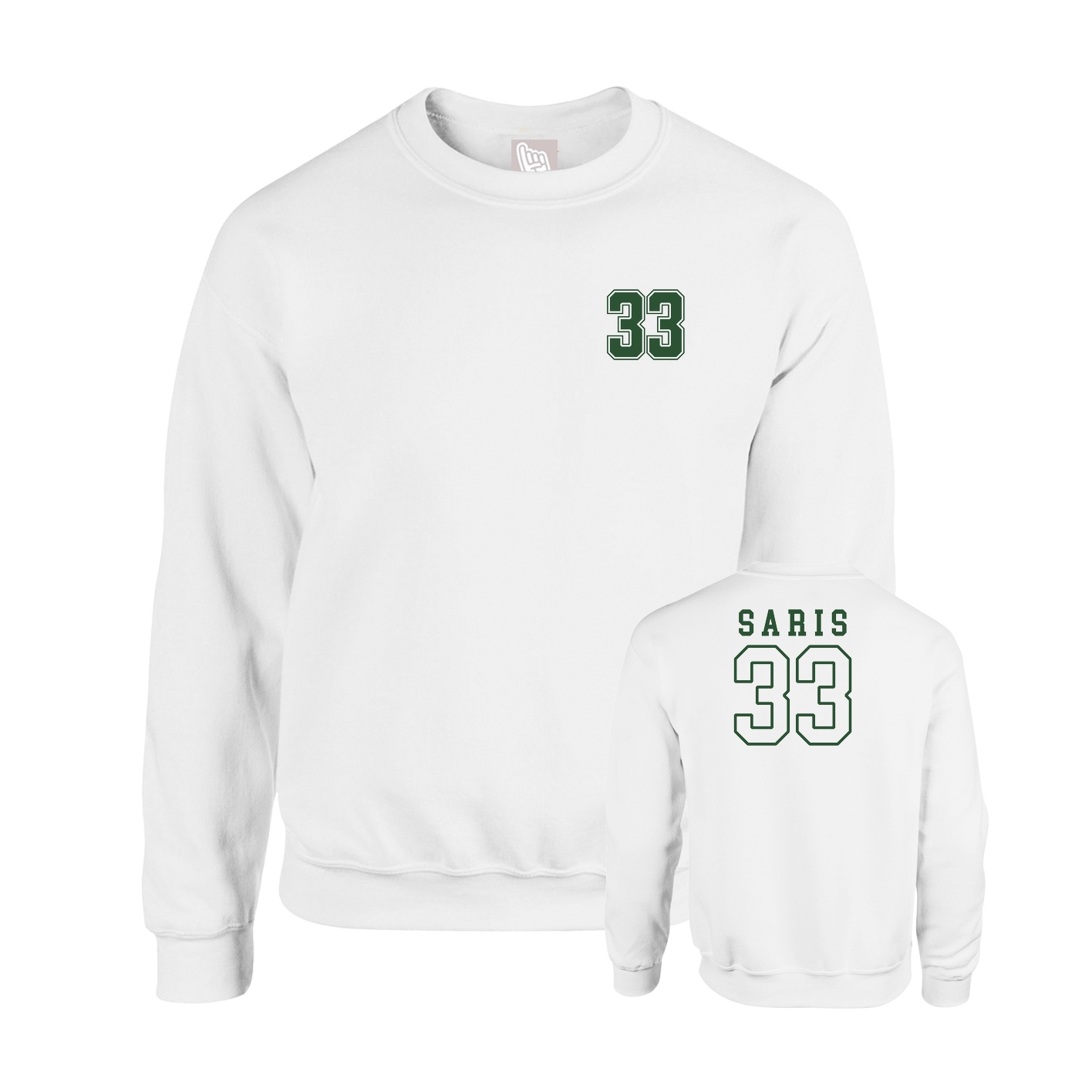 Fleece Crew — Chest Back in White