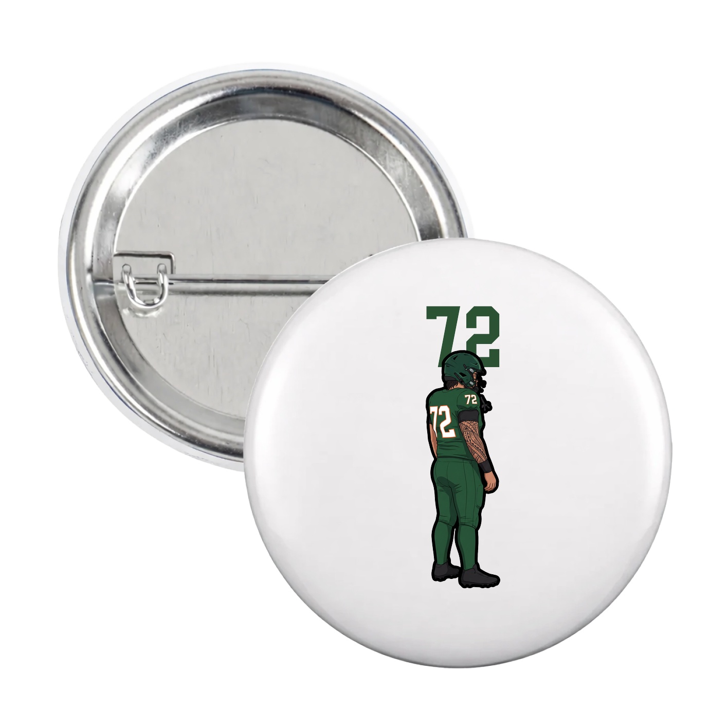 Game Day Button — Number Top in White