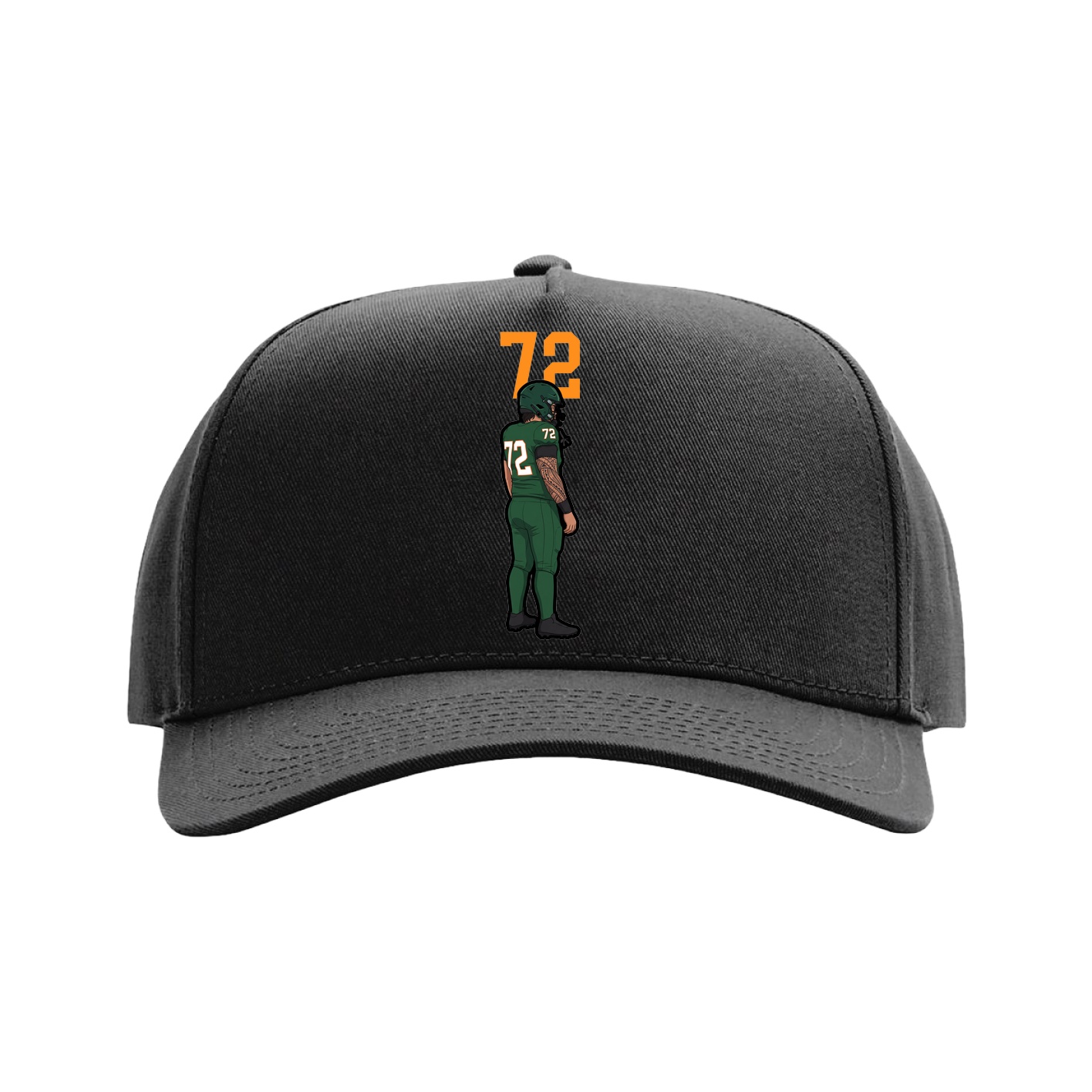 Full Fabric Five-Panel Champ Cap — Number Top in Black
