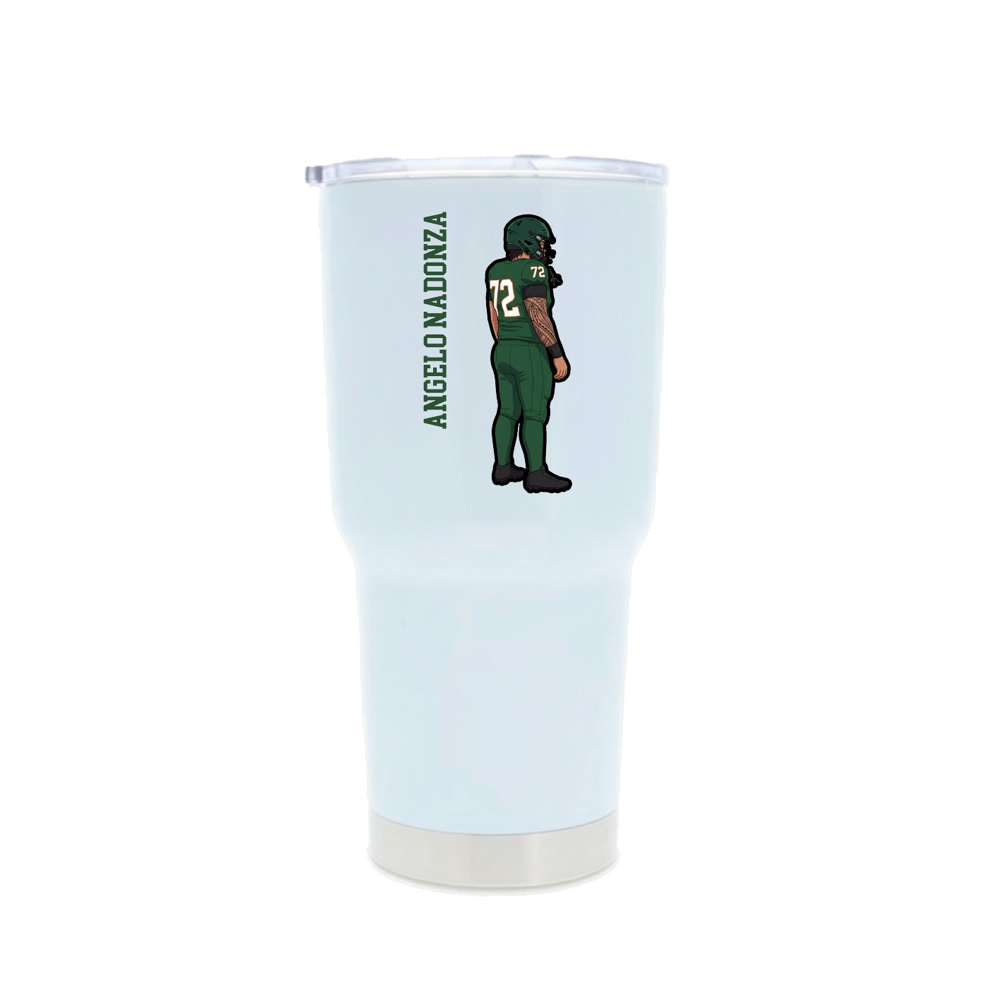 30oz Stainless Steel Tumbler — Name Vertical in White