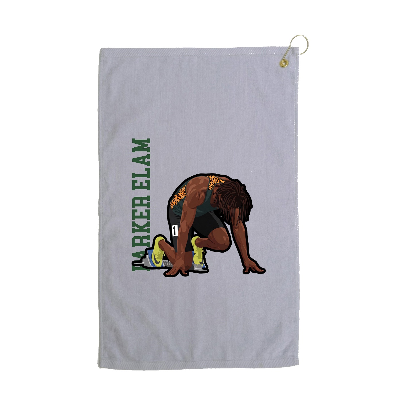 Golf Towel — Name Vertical in Grey