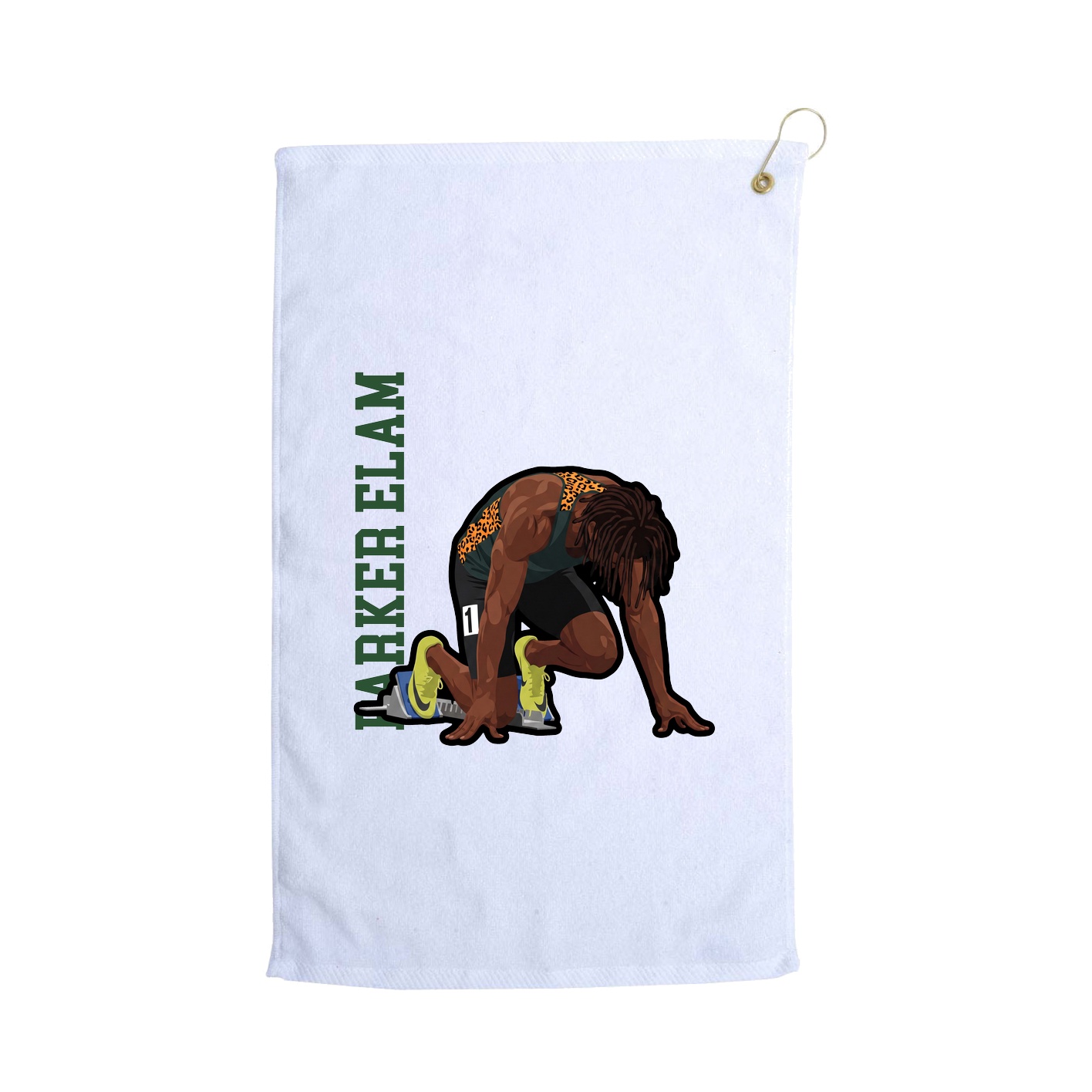 Golf Towel — Name Vertical in White