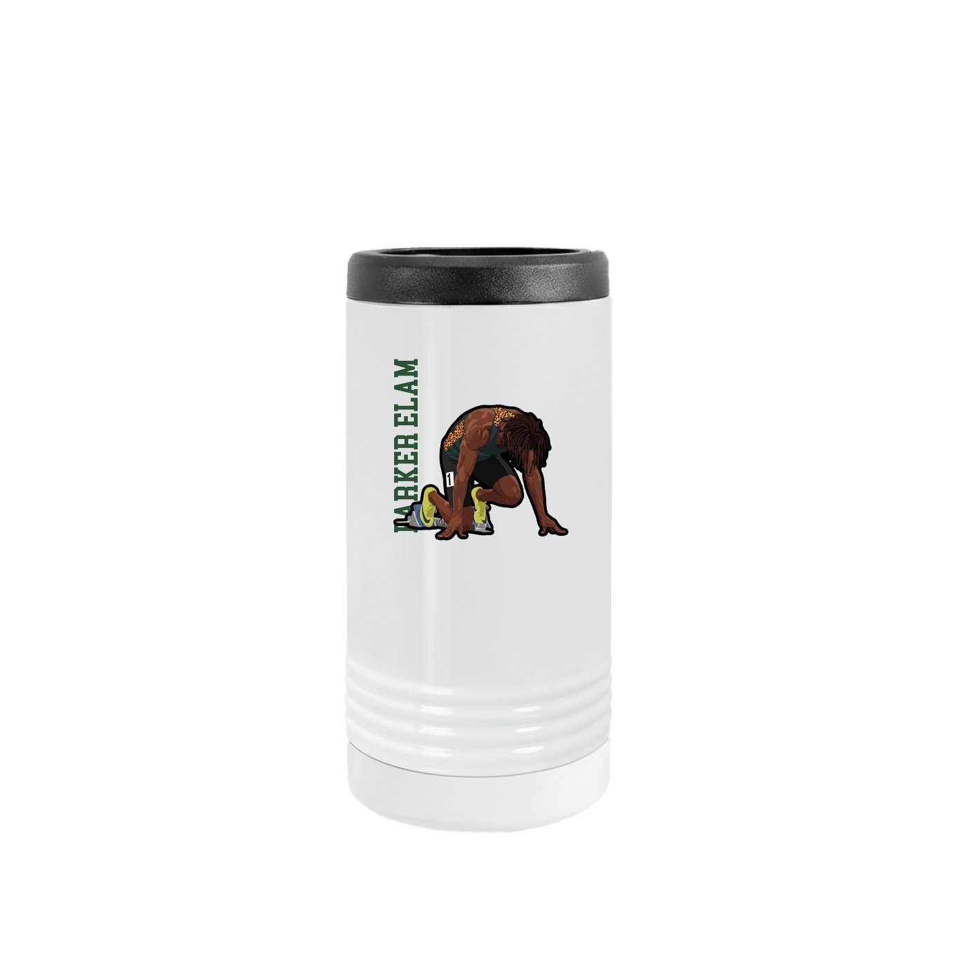 Slim Beverage Holder — Name Vertical in White