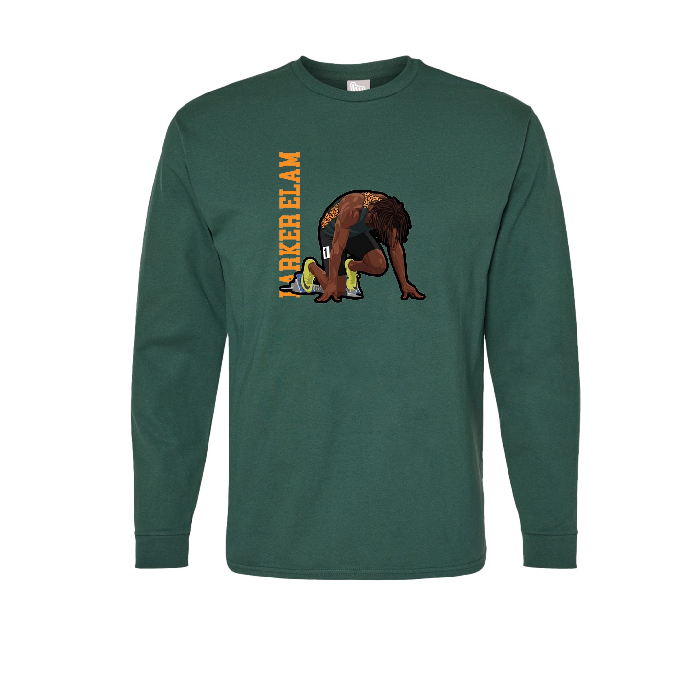 Long Sleeve Tee — Name Vertical in Green