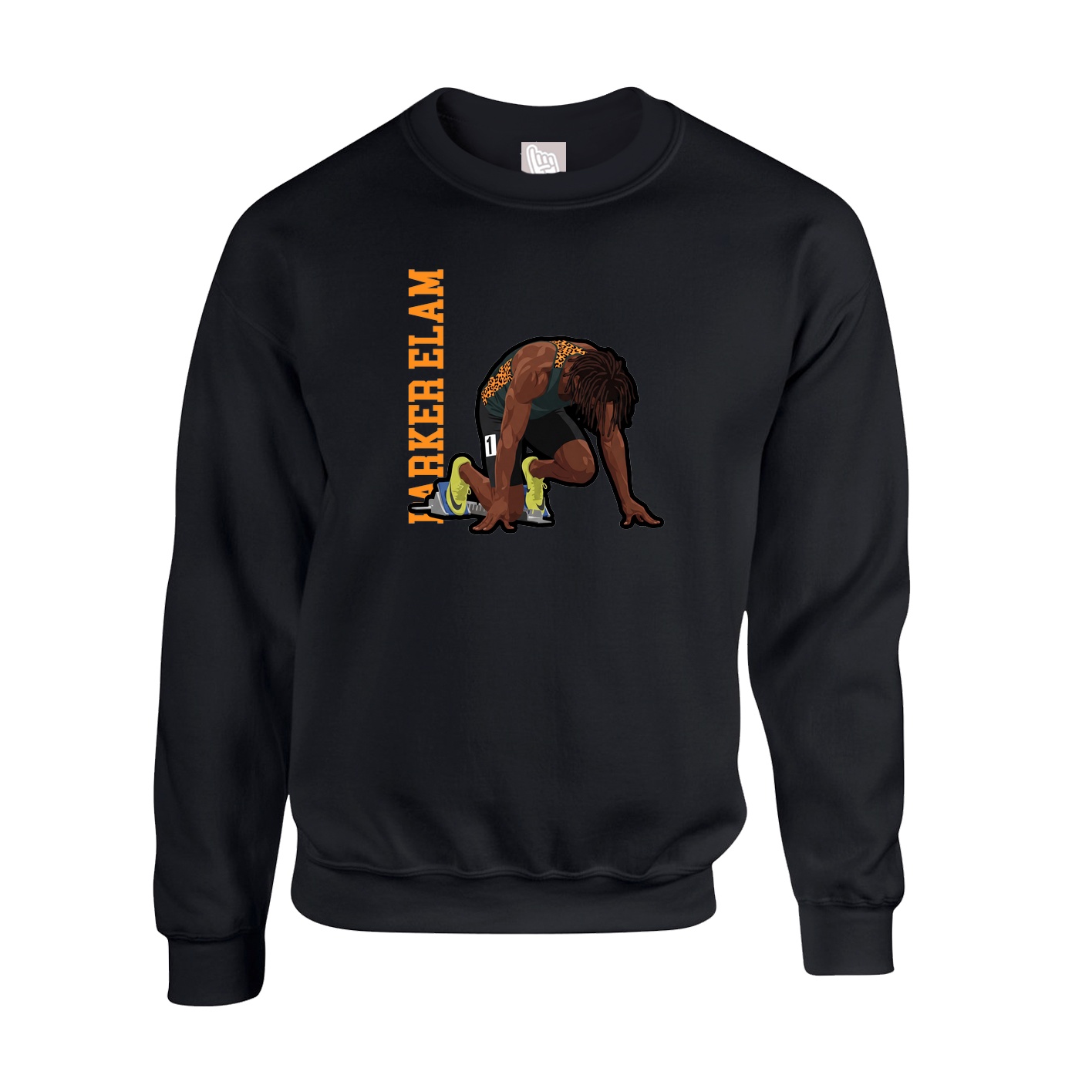 Fleece Crew — Name Vertical in Black