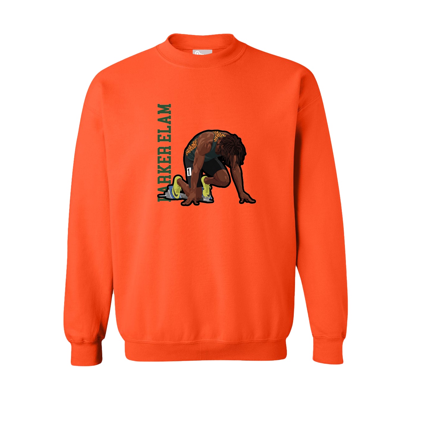 Fleece Crew — Name Vertical in Orange