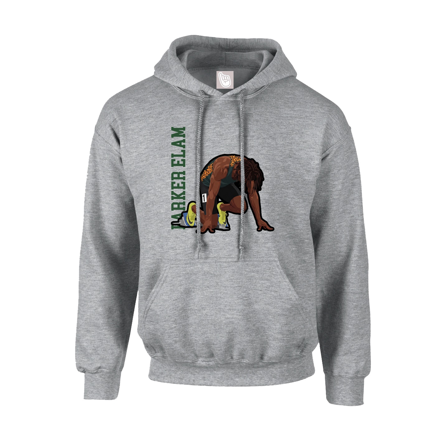 Youth Hoodie — Name Vertical in Grey