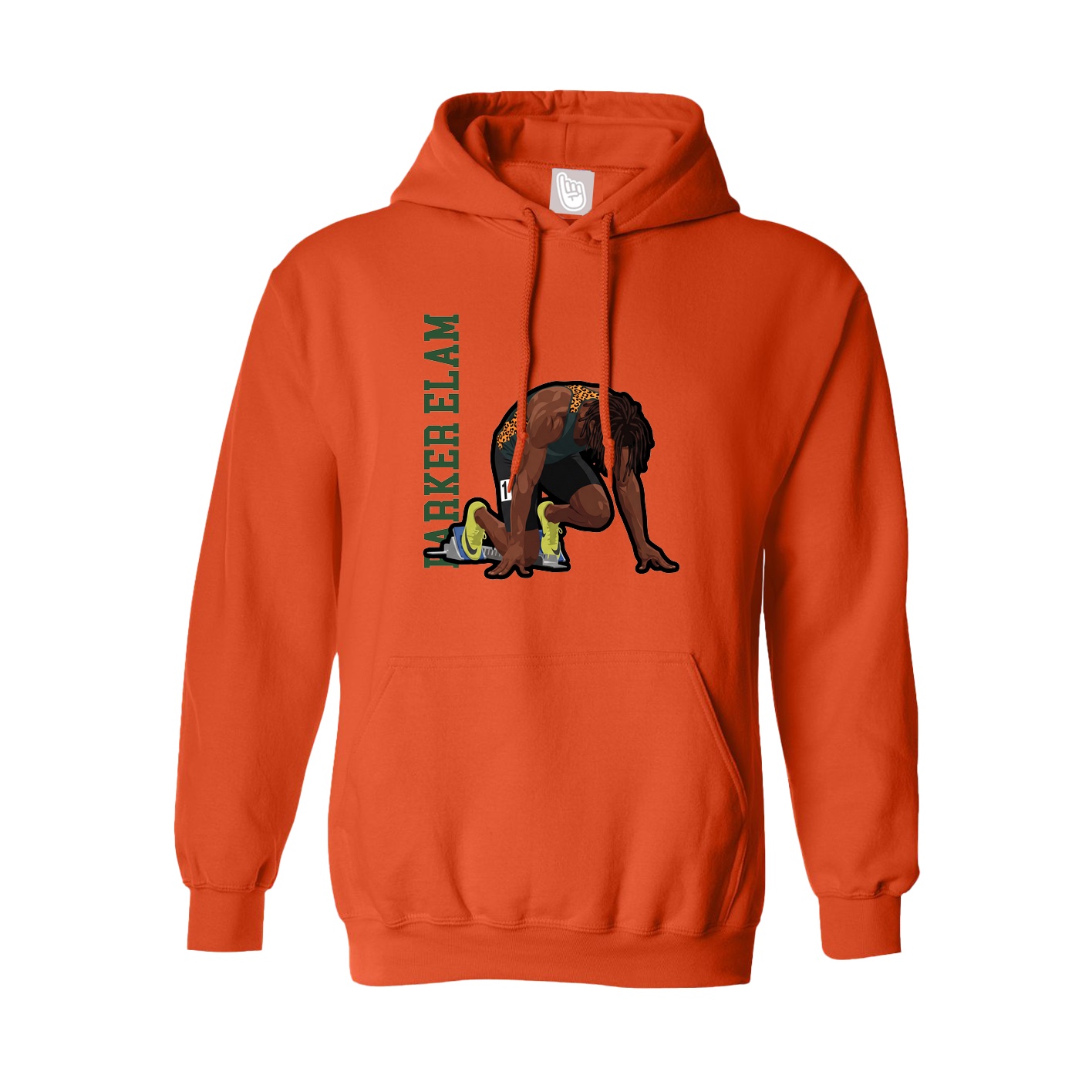 Youth Hoodie — Name Vertical in Orange
