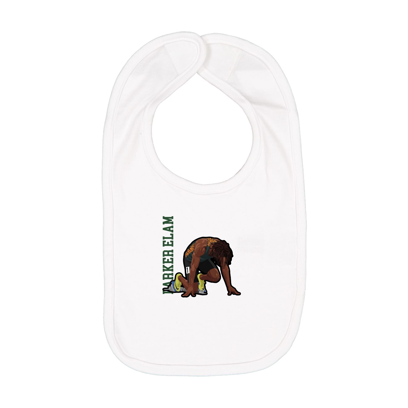Infant Bib — Name Vertical in White