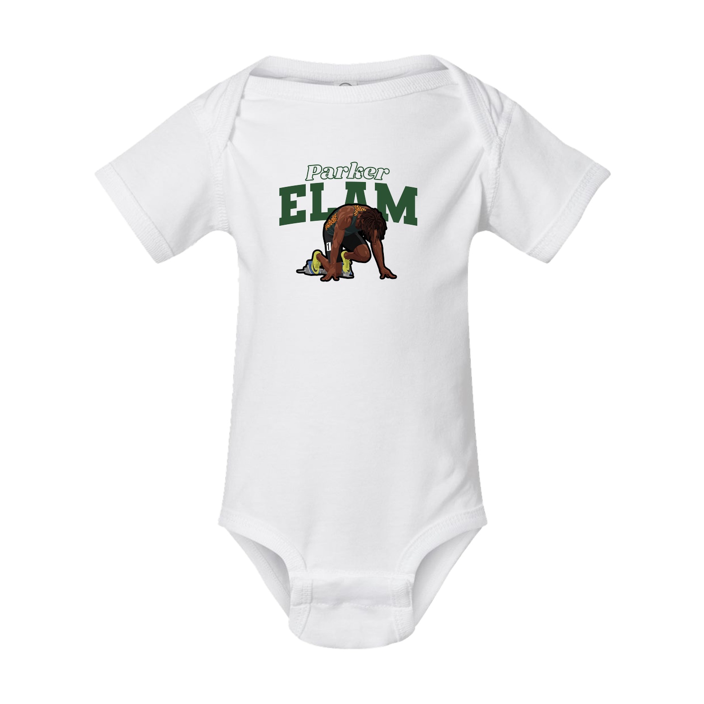 Baby Onesie — Name Arch in White