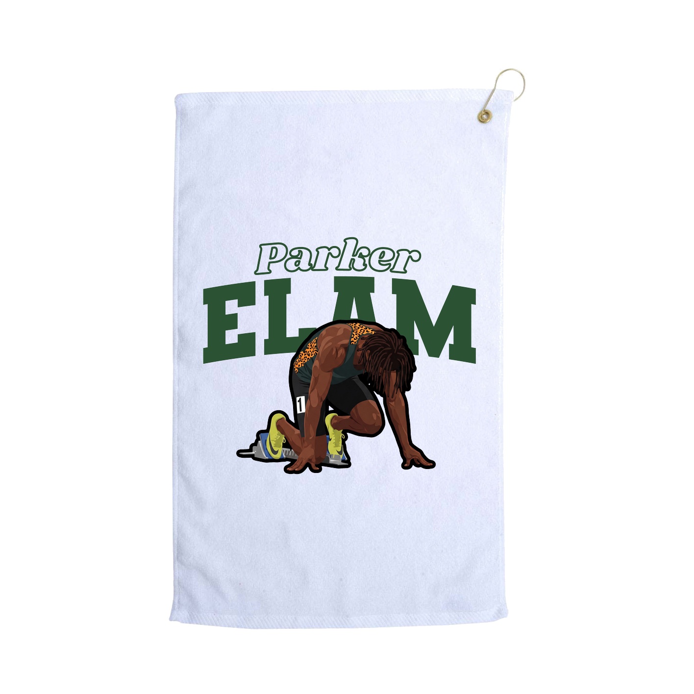Golf Towel — Name Arch in White