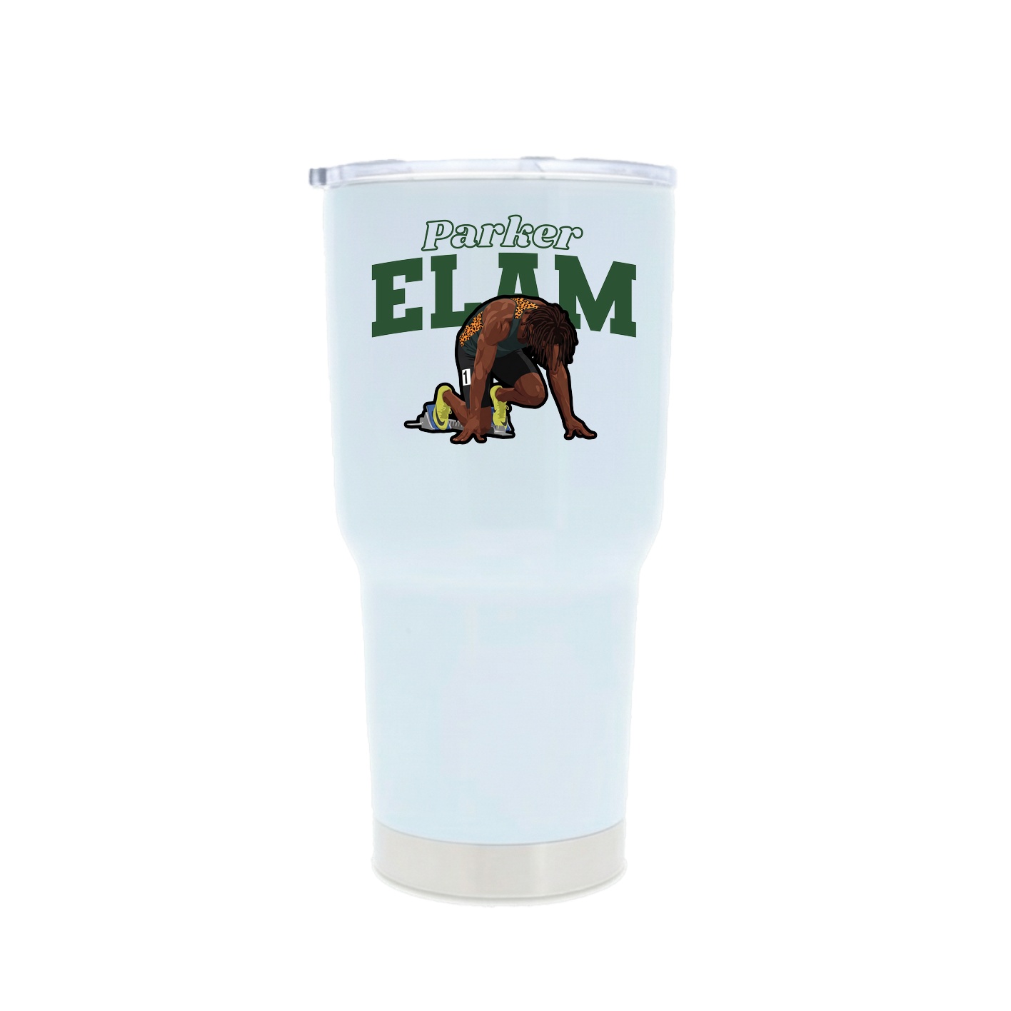30oz Stainless Steel Tumbler — Name Arch in White