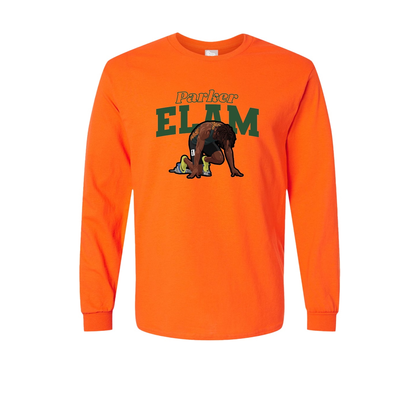 Long Sleeve Tee — Name Arch in Orange