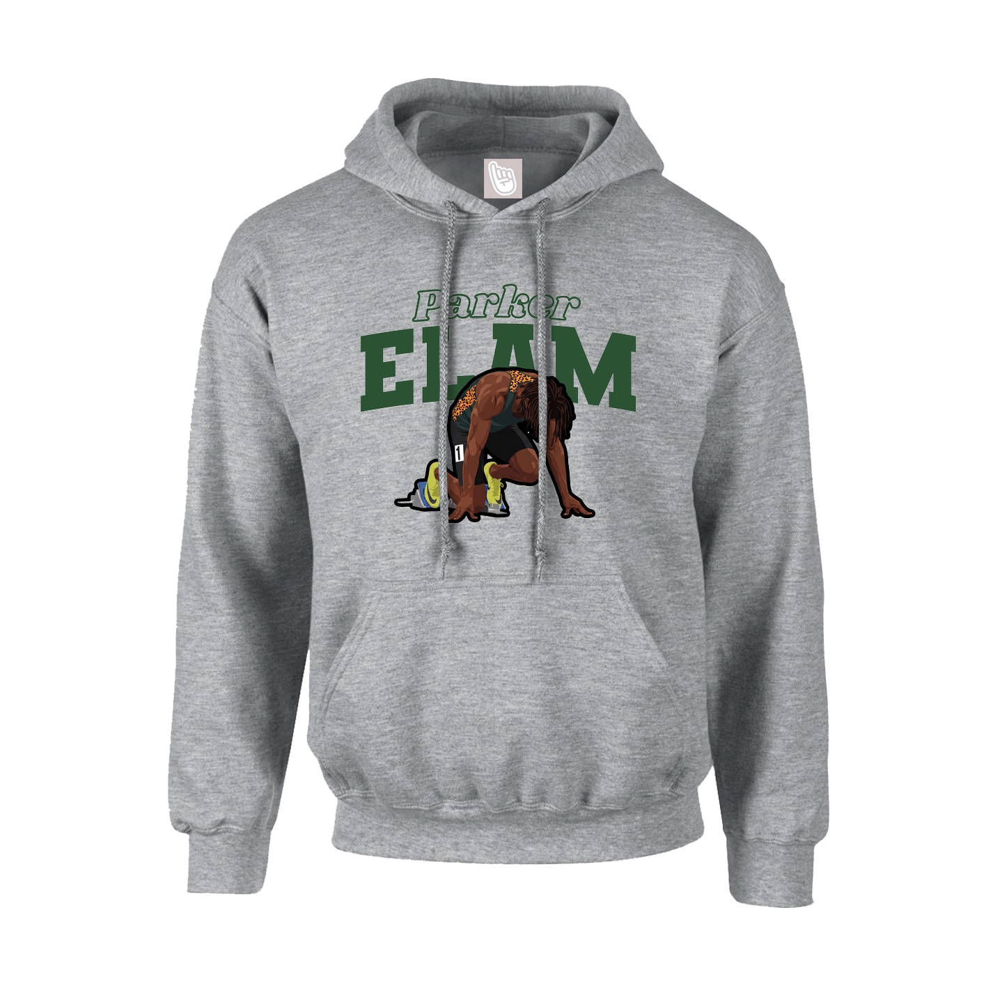 Hoodie — Name Arch in Grey