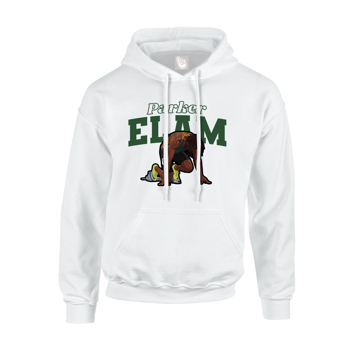 Youth Hoodie — Name Arch in White