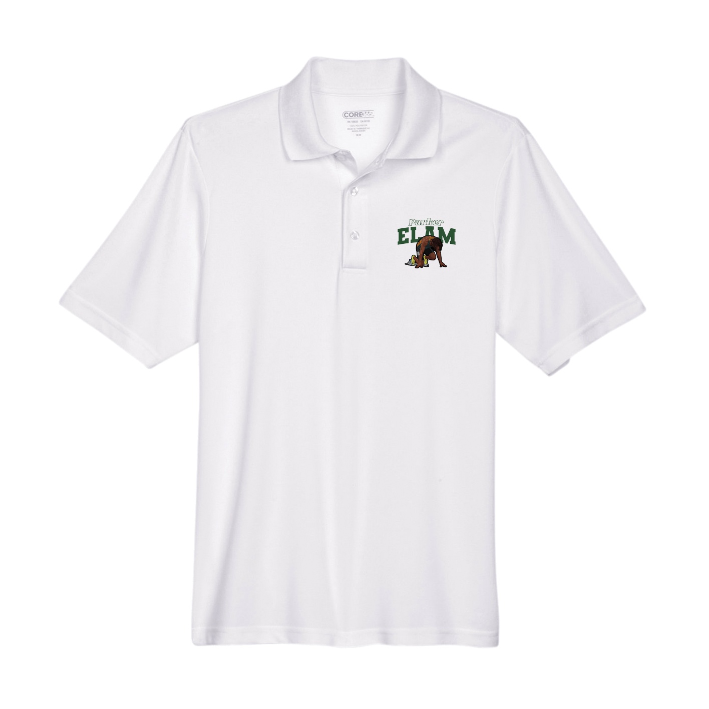 Performance Polo — Name Arch in White