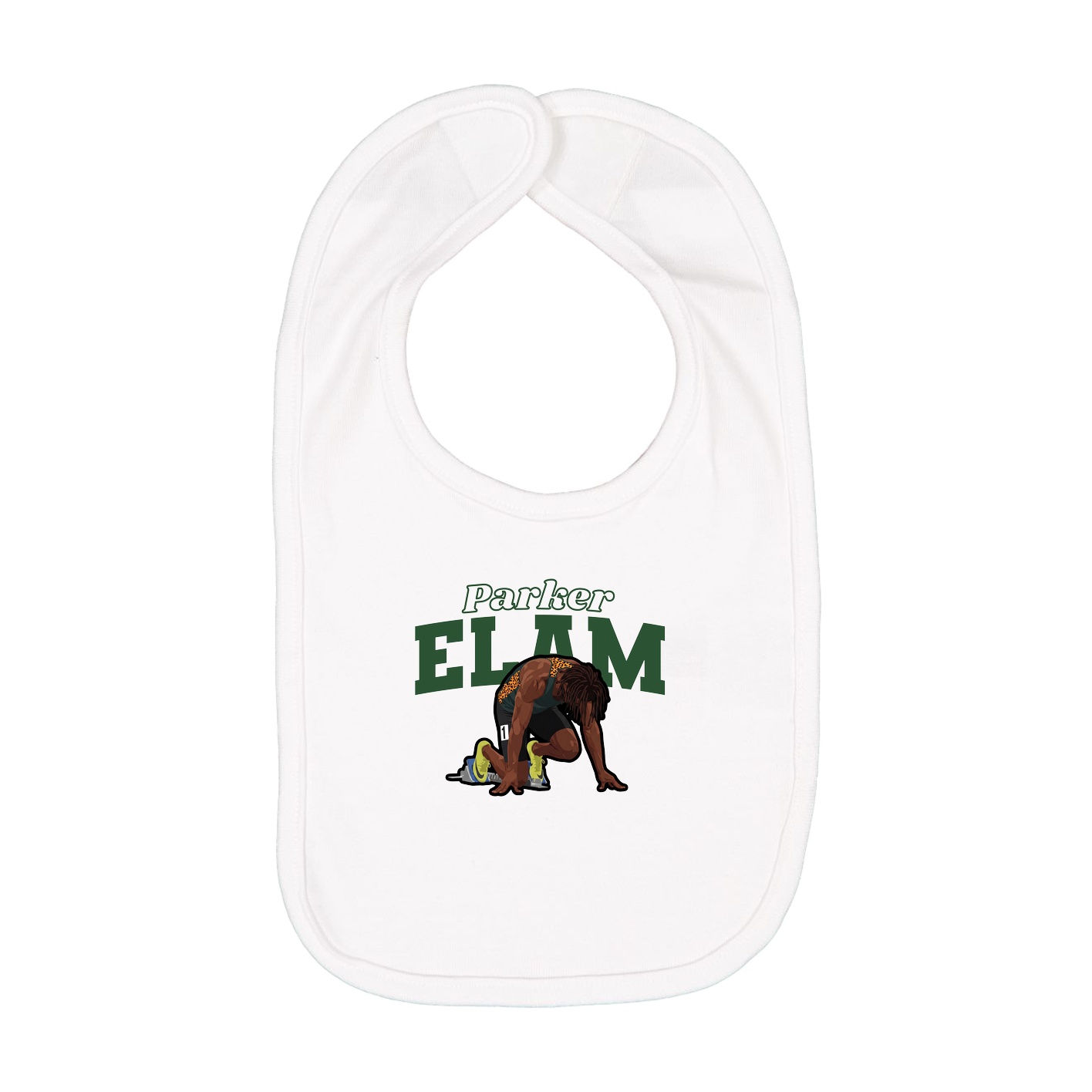 Infant Bib — Name Arch in White