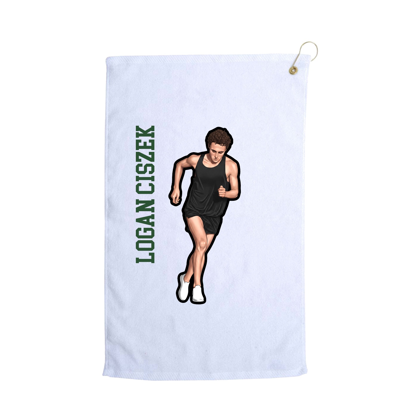 Golf Towel — Name Vertical in White