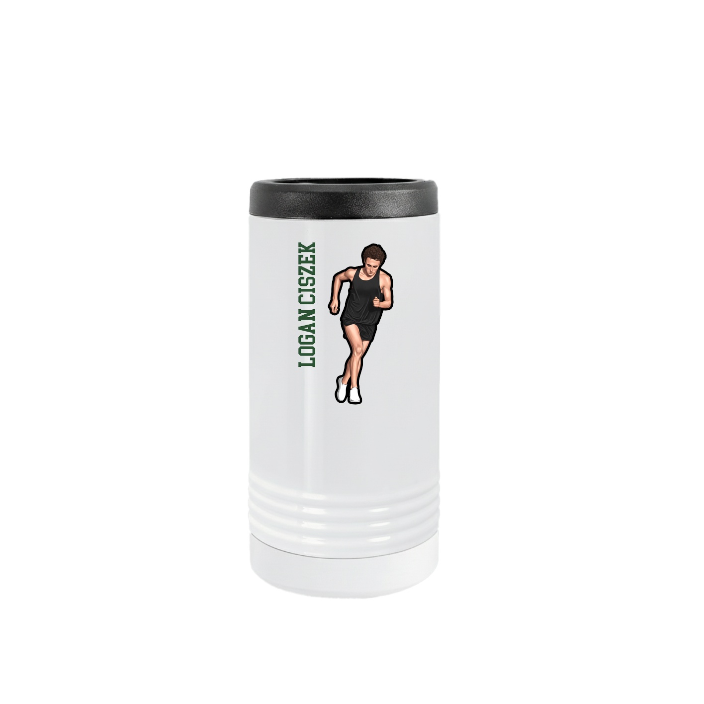 Slim Beverage Holder — Name Vertical in White