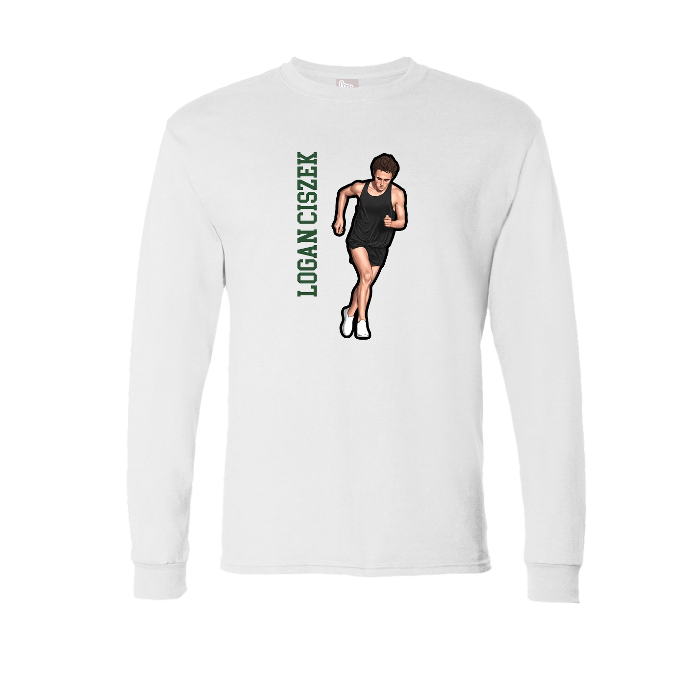 Long Sleeve Tee — Name Vertical in White