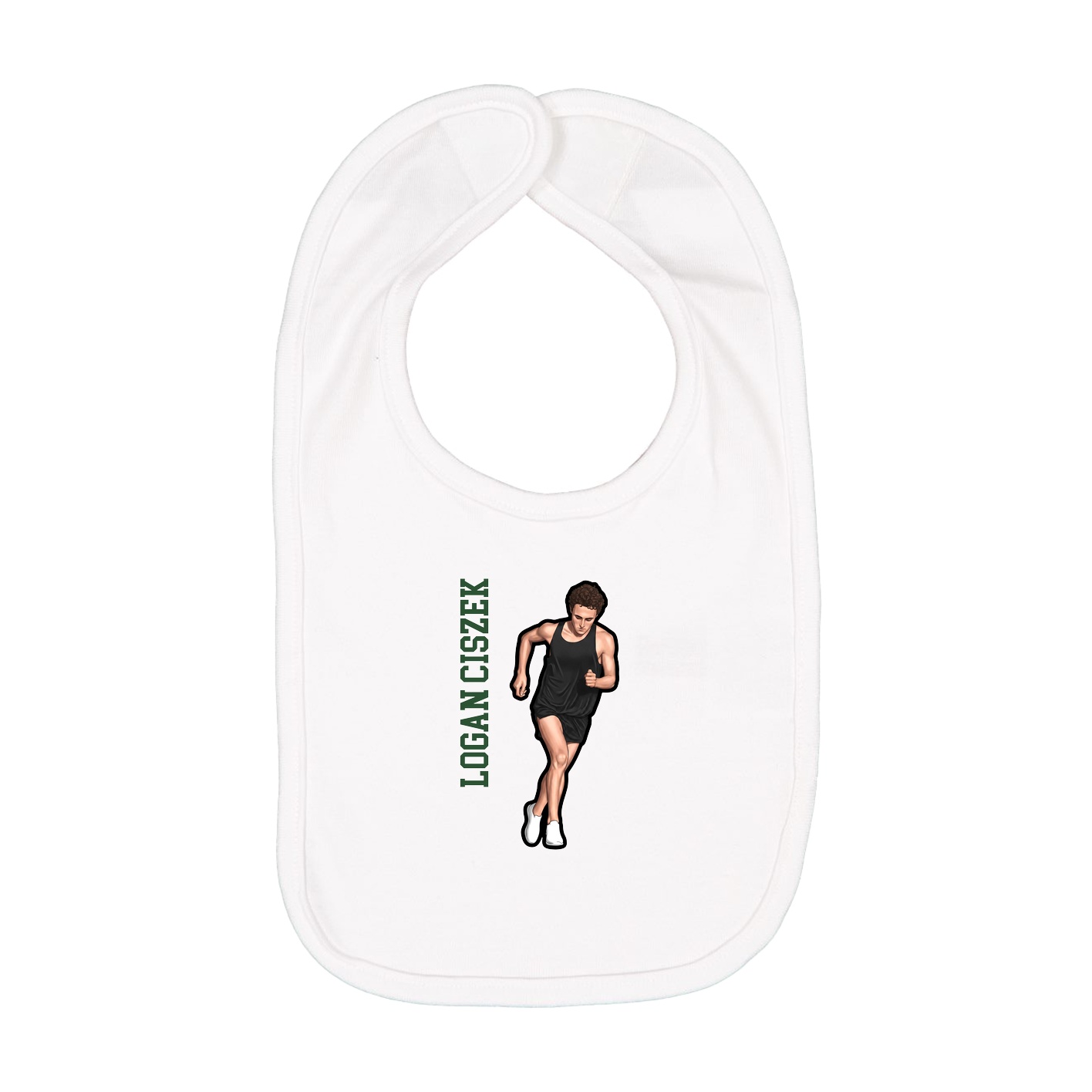 Infant Bib — Name Vertical in White