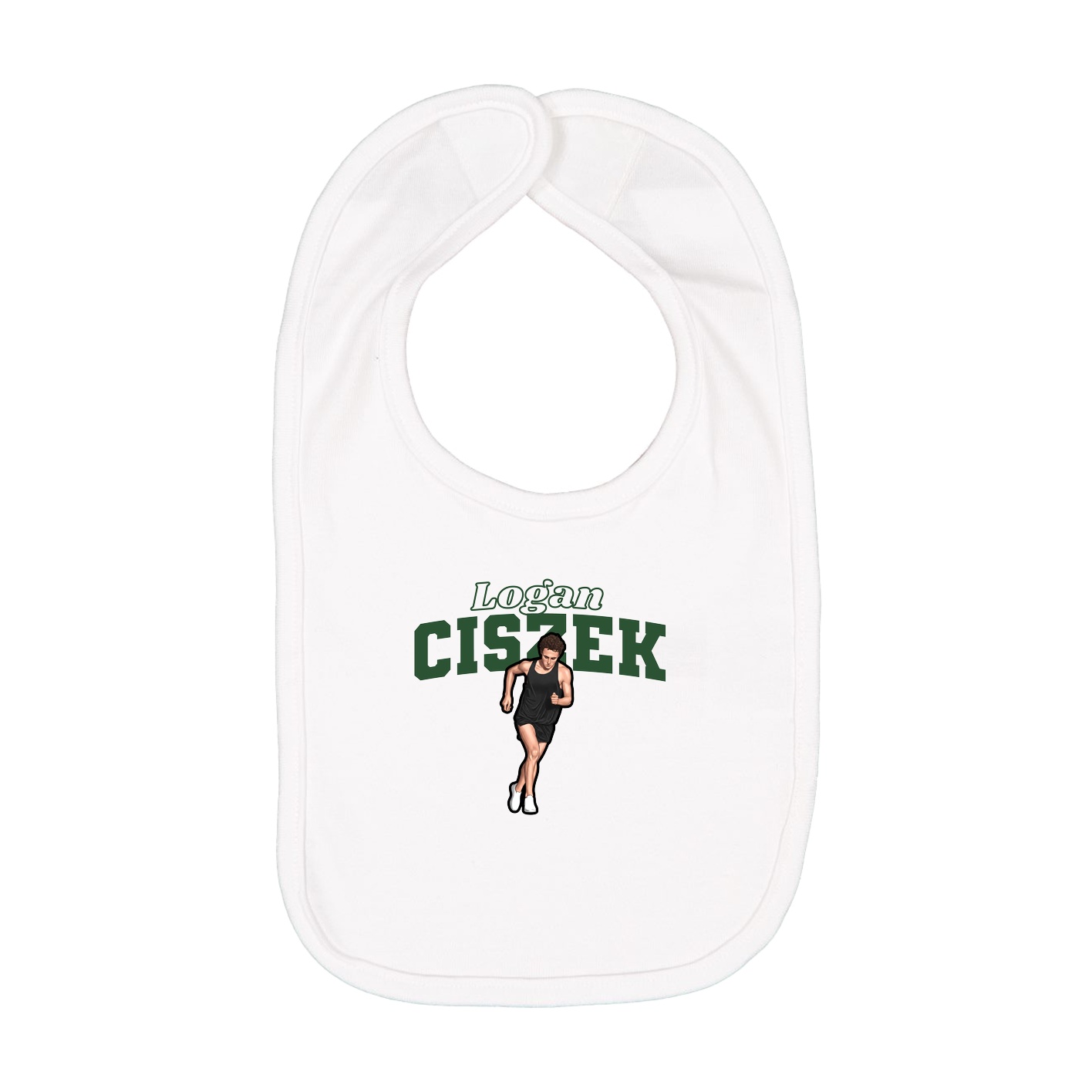 Infant Bib — Name Arch in White