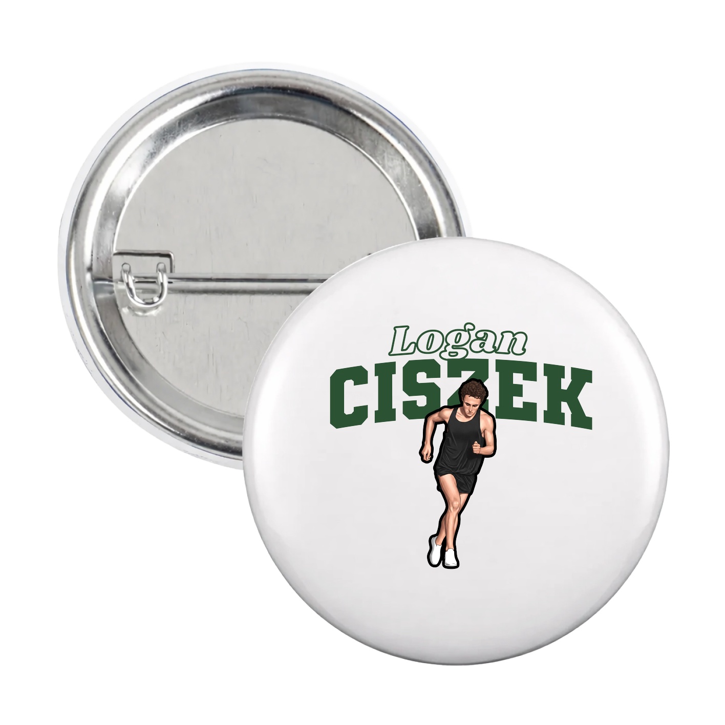 Game Day Button — Name Arch in White