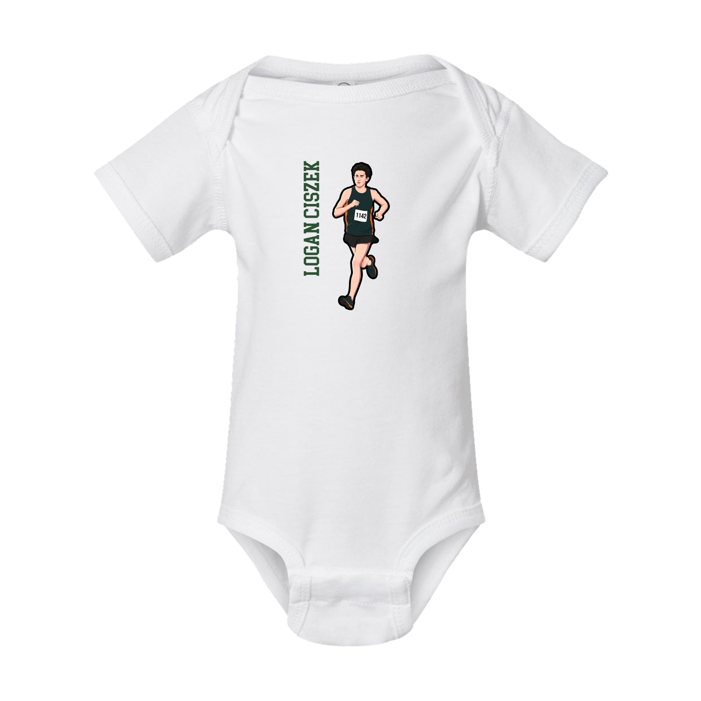 Baby Onesie — Name Vertical in White