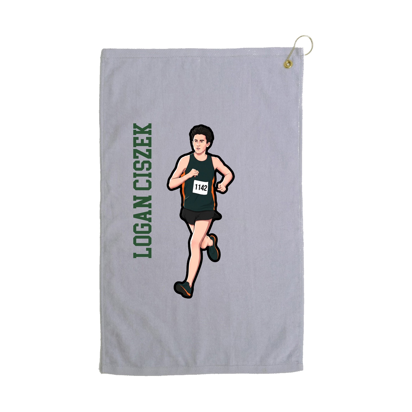 Golf Towel — Name Vertical in Grey
