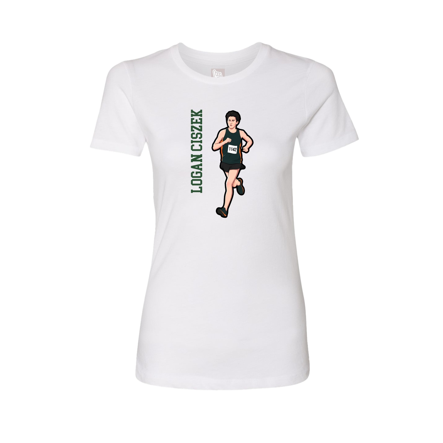 Fitted Women's Tee — Name Vertical in White