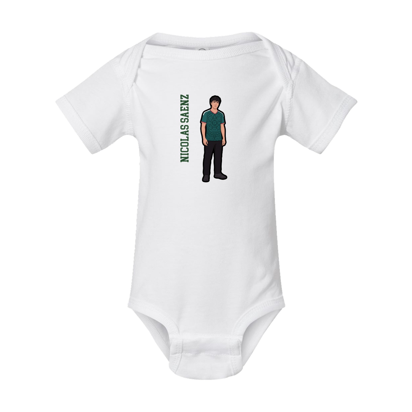 Baby Onesie — Name Vertical in White