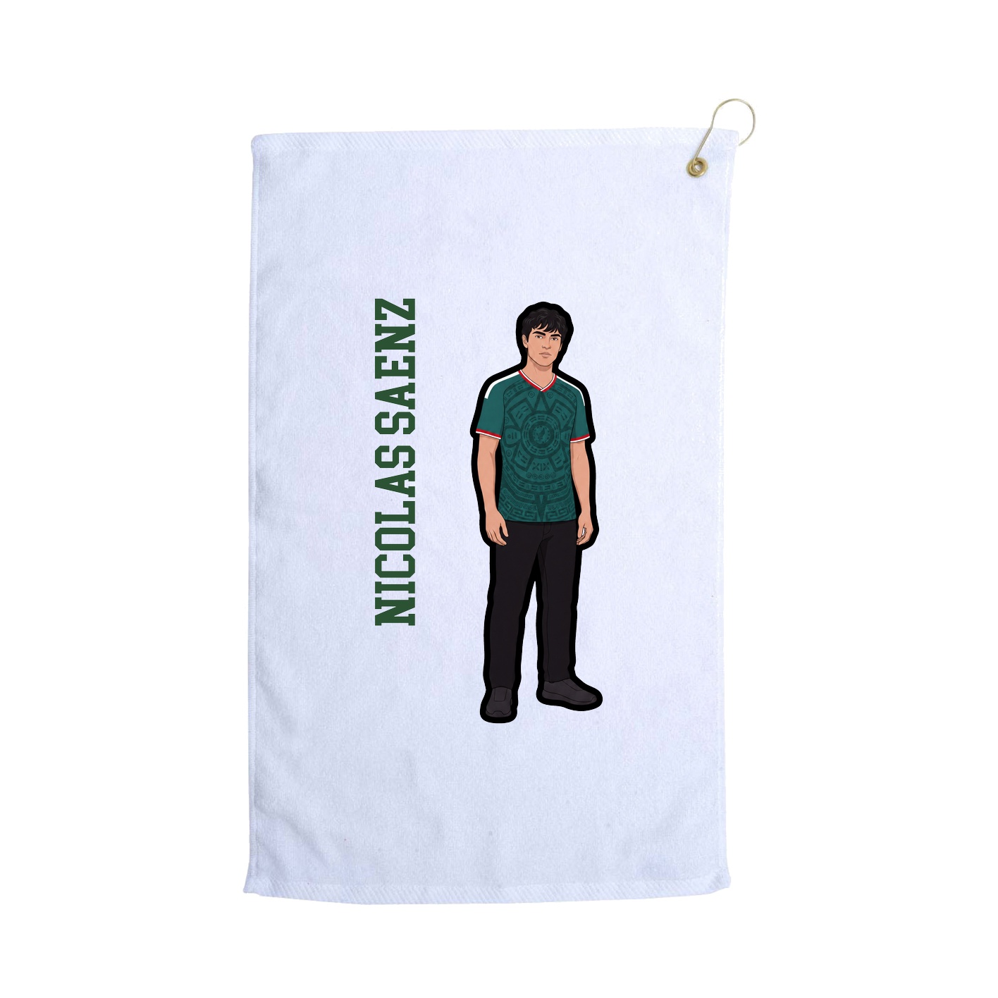 Golf Towel — Name Vertical in White