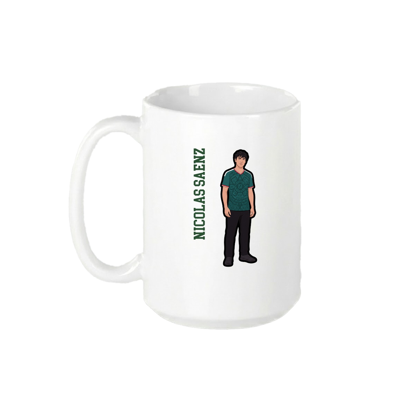 15oz Coffee Mug — Name Vertical in White